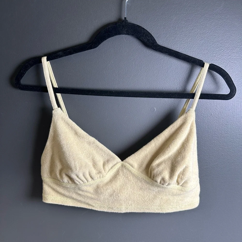 Free People | Terry Cloth Bralette | Green / Yellow color‎ Bra | NWOT - Picture 2 of 5